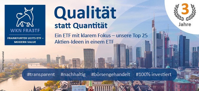 ETF Experten-Kolumne Frankfurter UCITS-ETF - Modern Value (FRA3TF): Kostengünstig, transparent, leistungsstark